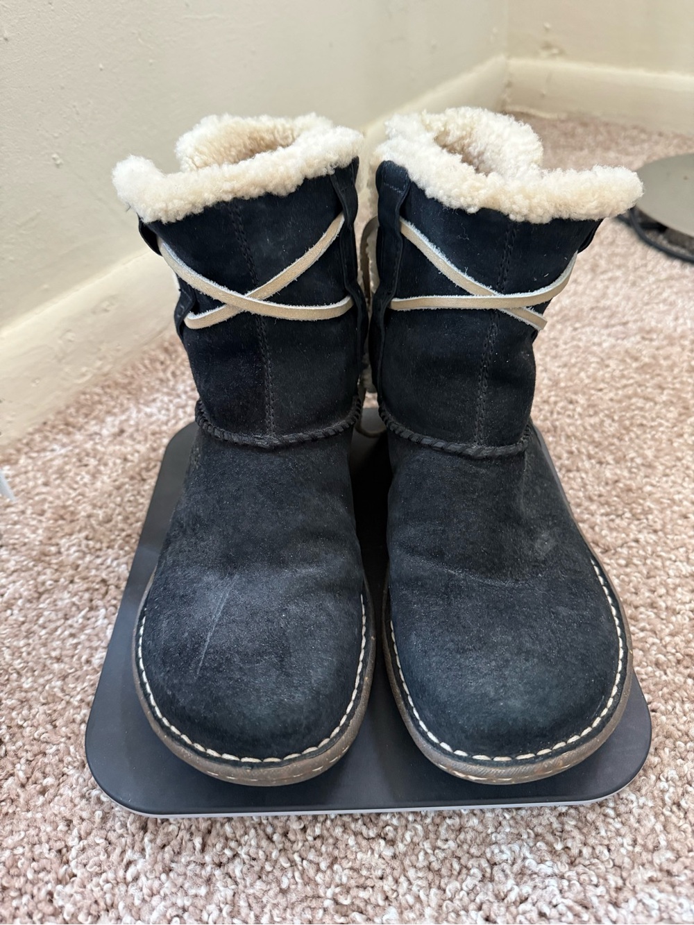 Ugg Black Suede Shearling-Lined Ankle Boots - Picture 2 of 2